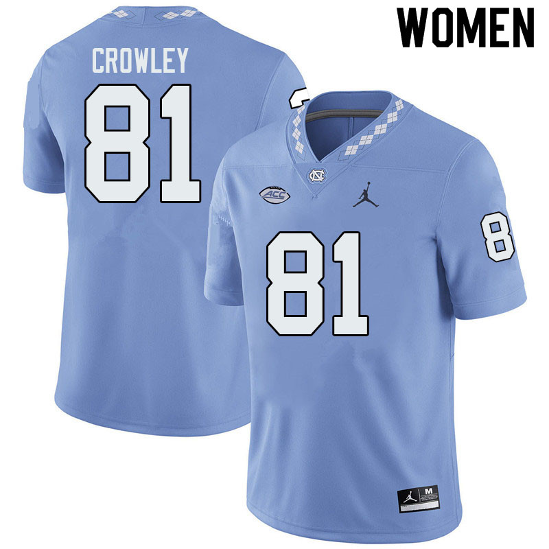 Jordan Brand Women #81 Will Crowley North Carolina Tar Heels College Football Jerseys Sale-Blue
